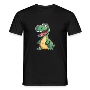 Dinosaure mignon heureux kawaii dessin animé Clipart Animal - T-shirt homme - noir - Devant - AI Model Male 178 light (178cm)