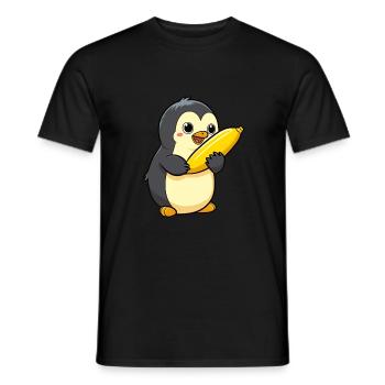 pinguin niedlich glücklich kawaii cartoon clipart tier - Männer T-Shirt - Schwarz - Vorne - AI Model Male 178 light (178cm)