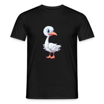 Storch Niedlich Glücklich Kawaii Cartoon Clipart Tier - Männer T-Shirt - Schwarz - Vorne - AI Model Male 178 light (178cm)