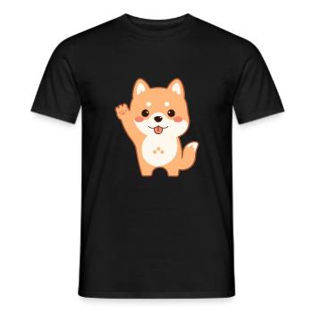 Hund niedlich glücklich kawaii Cartoon Clipart Tier - Männer T-Shirt - Schwarz - Vorne - AI Model Male 178 light (178cm)