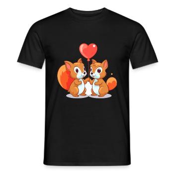 Squirrels Kawaii Cartoon Pet Playing With Balloons - Men's T-Shirt - black - Front - AI Model Male 178 light (178cm)