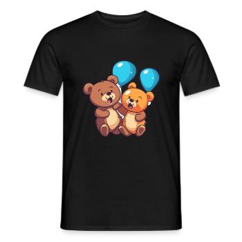 Ours kawaii dessin animé animal de compagnie jouant avec des ballons - T-shirt homme - noir - Devant - AI Model Male 178 light (178cm)