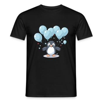 Pinguin Kawaii Cartoon Haustier spielt mit Luftballons - Männer T-Shirt - Schwarz - Vorne - AI Model Male 178 light (178cm)