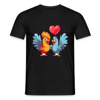 Hähne Kawaii Cartoon Haustier spielt mit Luftballons - Männer T-Shirt - Schwarz - Vorne - AI Model Male 178 light (178cm)