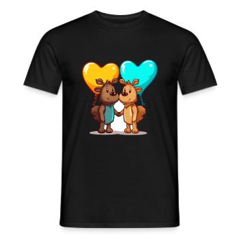 Mooses Kawaii Cartoon Pet Playing With Balloons - Men's T-Shirt - black - Front - AI Model Male 178 light (178cm)