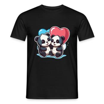 Panda Kawaii Cartoon Pet jouant avec des ballons - T-shirt homme - noir - Devant - AI Model Male 178 light (178cm)