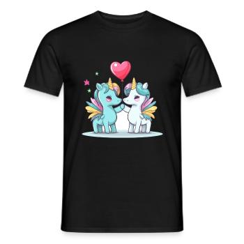 Licornes Kawaii Cartoon Pet Jouant Avec Des Ballons - T-shirt homme - noir - Devant - AI Model Male 178 light (178cm)