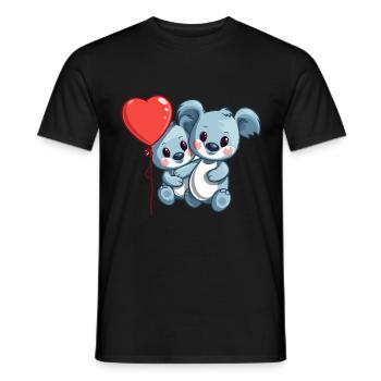 Koala Kawaii Cartoon Pet Jouant Avec Des Ballons - T-shirt homme - noir - Devant - AI Model Male 178 light (178cm)