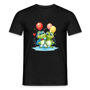 Frösche Kawaii Cartoon Haustier spielt mit Luftballons - Männer T-Shirt - Schwarz - Vorne - AI Model Male 178 light (178cm)