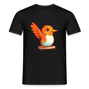 Drôle Colibri Oiseau Dessin Animé Animal De Compagnie Jouant Skateboard - T-shirt homme - noir - Devant - AI Model Male 178 light (178cm)