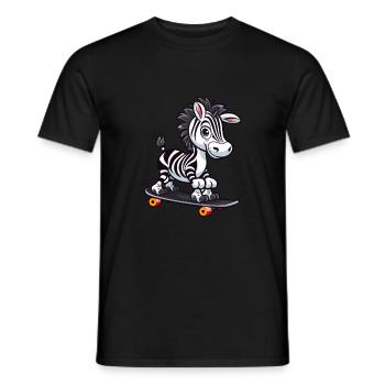Funny Zebra Kawaii Cartoon Pet Playing Skateboard - Men's T-Shirt - black - Front - AI Model Male 178 light (178cm)