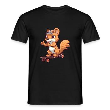 Funny Squirrel Kawaii Cartoon Playing Skateboard - Men's T-Shirt - black - Front - AI Model Male 178 light (178cm)