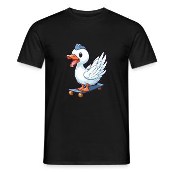 Funny Swan Kawaii Cartoon Pet Jouant Skateboard - T-shirt homme - noir - Devant - AI Model Male 178 light (178cm)