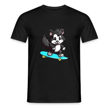 Drôle Skunk Kawaii Cartoon Pet Jouant Skateboard - T-shirt homme - noir - Devant - AI Model Male 178 light (178cm)