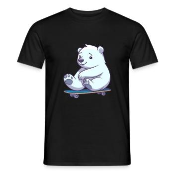 Drôle Ours Polaire Kawaii Cartoon Pet Jouer Skateb - T-shirt homme - noir - Devant - AI Model Male 178 light (178cm)