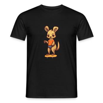 Funny Kangaroo Kawaii Cartoon Playing Skateboard - Men's T-Shirt - black - Front - AI Model Male 178 light (178cm)