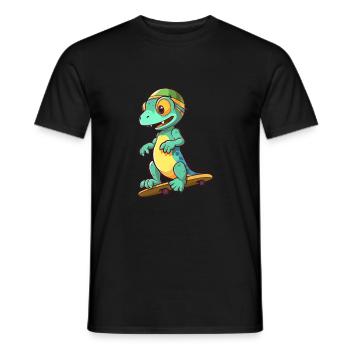 Lustiger Leguan Kawaii Cartoon Haustier spielt Skateboard - Männer T-Shirt - Schwarz - Vorne - AI Model Male 178 light (178cm)