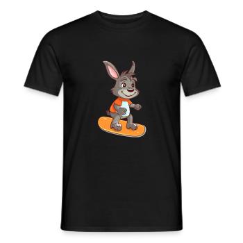 Lustiger Esel Kawaii Cartoon Haustier spielt Skateboard - Männer T-Shirt - Schwarz - Vorne - AI Model Male 178 light (178cm)