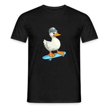 Drôle d’oie kawaii dessin animé animal de compagnie jouant à la planche à roulettes - T-shirt homme - noir - Devant - AI Model Male 178 light (178cm)