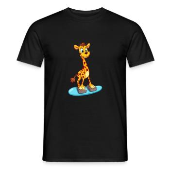Funny Giraffe Kawaii Cartoon Playing Skateboard - Men's T-Shirt - black - Front - AI Model Male 178 light (178cm)