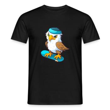 Lustiger Adler Kawaii Cartoon Haustier spielt Skateboard - Männer T-Shirt - Schwarz - Vorne - AI Model Male 178 light (178cm)