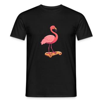 Funny Flamingo Kawaii Cartoon Playing Skateboard - Men's T-Shirt - black - Front - AI Model Male 178 light (178cm)