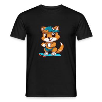 Funny Chipmunk Kawaii Cartoon Playing Skateboard - Men's T-Shirt - black - Front - AI Model Male 178 light (178cm)