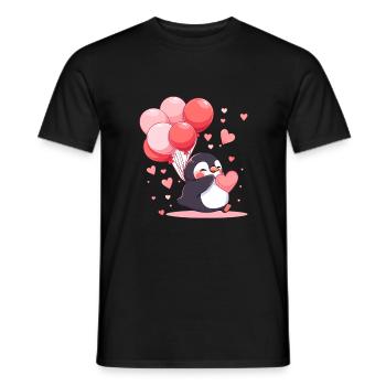 Pinguin Kawaii Cartoon Haustier spielt mit Luftballons - Männer T-Shirt - Schwarz - Vorne - AI Model Male 178 light (178cm)