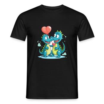 Crocodiles Kawaii Cartoon Pet Jouant Avec Ballon - T-shirt homme - noir - Devant - AI Model Male 178 light (178cm)