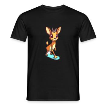 Drôle Antilope Kawaii Cartoon Jouer Skateboard - T-shirt homme - noir - Devant - AI Model Male 178 light (178cm)