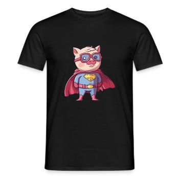 Super-héros Cochon Drôle Kawaii Dessin animé Animal de compagnie - T-shirt homme - noir - Devant - AI Model Male 178 light (178cm)