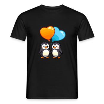 Pinguine Kawaii Cartoon Haustier spielt mit Luftballons - Männer T-Shirt - Schwarz - Vorne - AI Model Male 178 light (178cm)