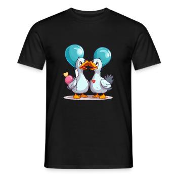 Oies Kawaii Cartoon Pet Jouant Avec Des Ballons - T-shirt homme - noir - Devant - AI Model Male 178 light (178cm)