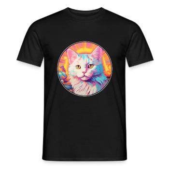 Turc Van Cat Race Aquarelle Dessin Animé Kawaii - T-shirt homme - noir - Devant - AI Model Male 178 light (178cm)