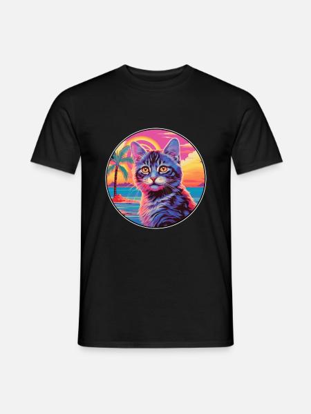 York Chocolate Cat Breed Akvarell tegneserie Kawaii - T-skjorte herre - svart