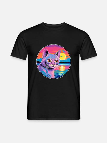 Korat Cat Breed Akvarel tegneserie Kawaii Pet - Mænd T-shirt - sort