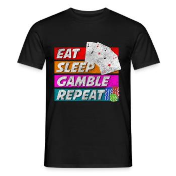 Joueurs de cartes Casino Blackjack Poker - T-shirt homme - noir - Devant - AI Model Male 178 light (178cm)