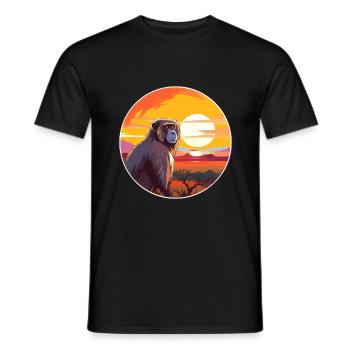 Babouin Aquarelle Colorée Dessin Animé Kawaii Animal - T-shirt homme - noir - Devant - AI Model Male 178 light (178cm)