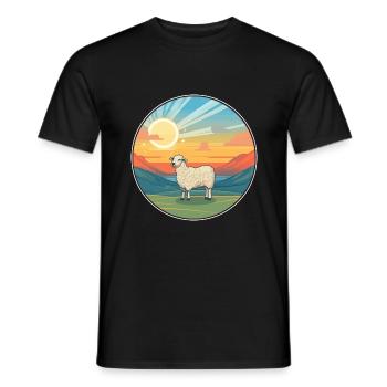 Schaf Buntes Aquarell Cartoon Kawaii Tier - Männer T-Shirt - Schwarz - Vorne - AI Model Male 178 light (178cm)