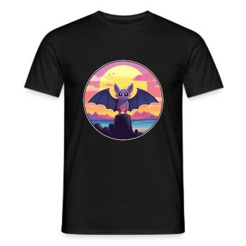 Fledermaus buntes Aquarell Cartoon Kawaii Tier - Männer T-Shirt - Schwarz - Vorne - AI Model Male 178 light (178cm)