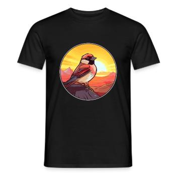Moineau Aquarelle Colorée Dessin Animé Kawaii Animal - T-shirt homme - noir - Devant - AI Model Male 178 light (178cm)