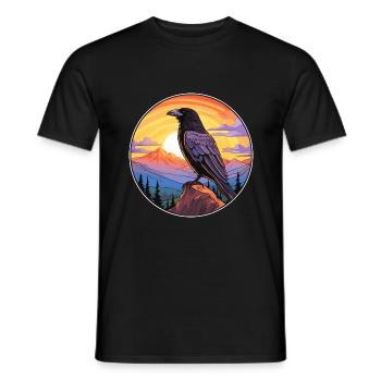 Raven Colorful Watercolor Cartoon Kawaii Animal - Men's T-Shirt - black - Front - AI Model Male 178 light (178cm)