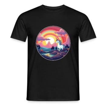 Unicorn Colorful Watercolor Cartoon Kawaii Animal - Men's T-Shirt - black - Front - AI Model Male 178 light (178cm)