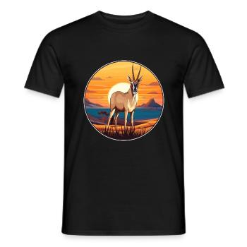 Oryx Aquarelle Colorée Dessin Animé Kawaii Animal - T-shirt homme - noir - Devant - AI Model Male 178 light (178cm)