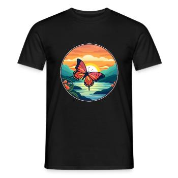 Papillon Aquarelle Colorée Dessin Animé Kawaii Pet - T-shirt homme - noir - Devant - AI Model Male 178 light (178cm)