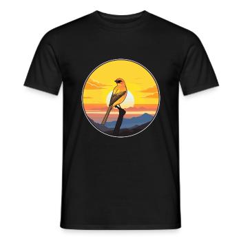 Canari oiseau coloré aquarelle dessin animé kawaii animal de compagnie - T-shirt homme - noir - Devant - AI Model Male 178 light (178cm)