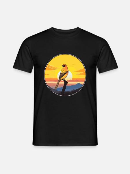 Kanarie Vogel Kleurrijke Aquarel Cartoon Kawaii Pet - Heren T-shirt - zwart