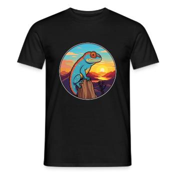 Chameleon Colorful Watercolor Cartoon Kawaii Pet - Men's T-Shirt - black - Front - AI Model Male 178 light (178cm)