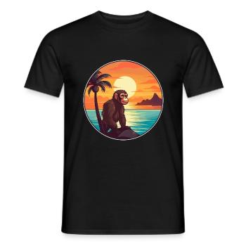 Monkey Colorful Watercolor Cartoon Kawaii Animal - Men's T-Shirt - black - Front - AI Model Male 178 light (178cm)