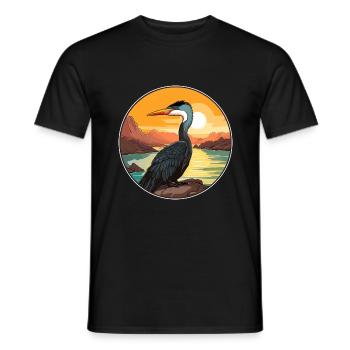 Kormoran Bunte Aquarell-Karikatur Kawaii Haustier - Männer T-Shirt - Schwarz - Vorne - AI Model Male 178 light (178cm)